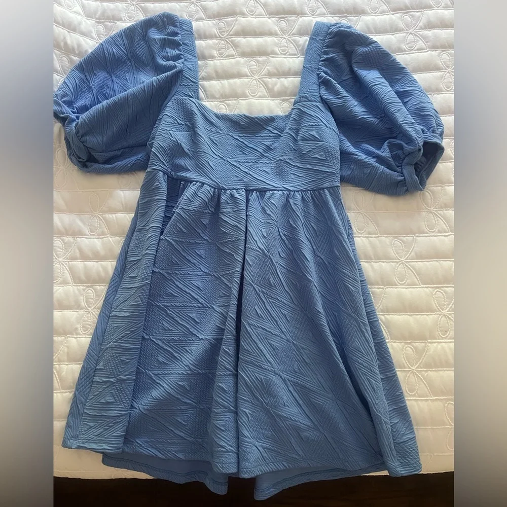 Free People Blue Textured Mini Dress - Picture 1 of 2